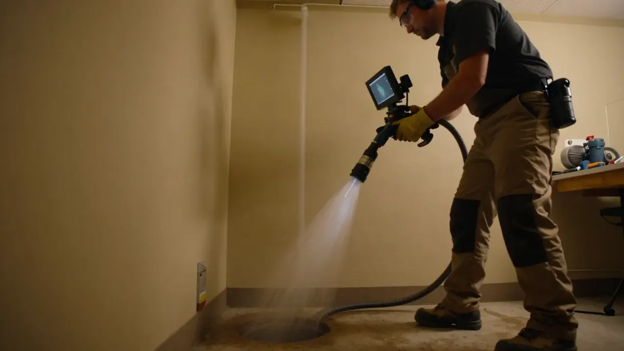Camera Inspection Before & After Jetting in Montebello, California: licensed plumber reviewing a clear, unobstructed view of
